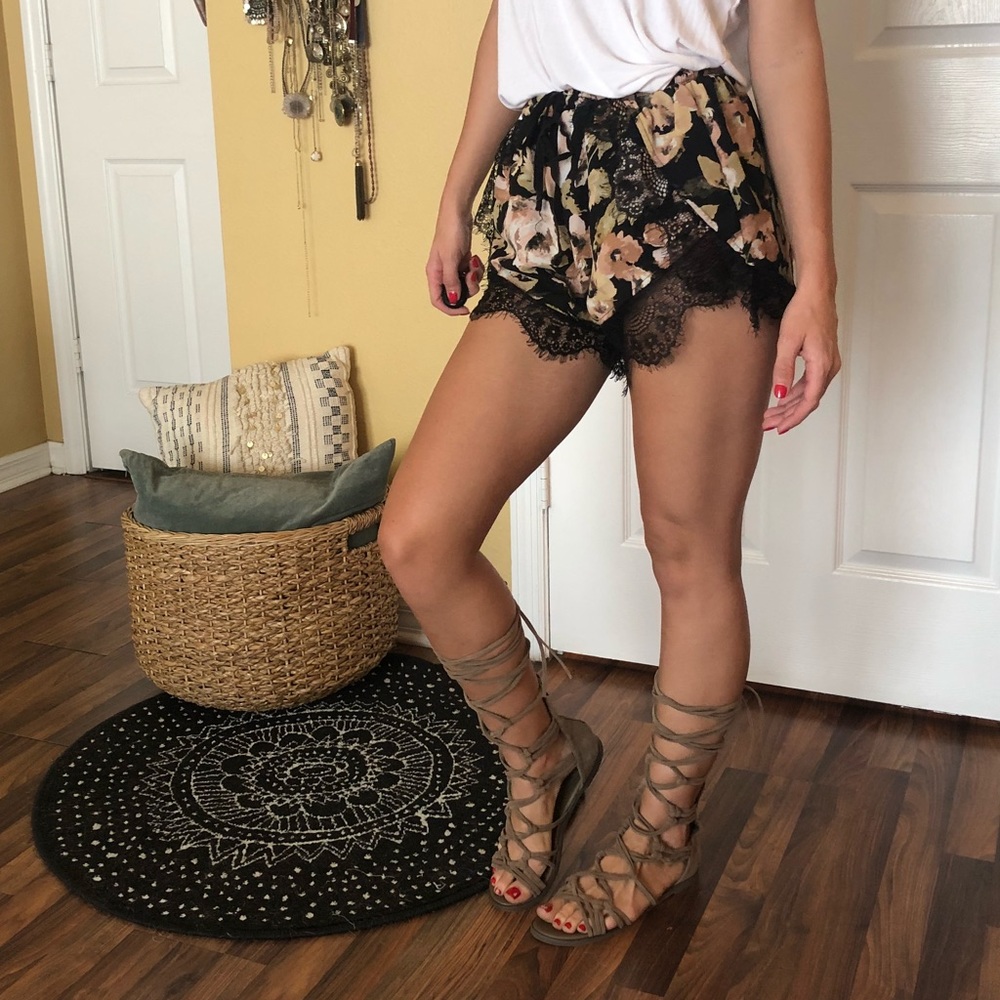 Tan lace up gladiator sandals